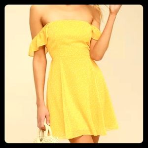 Lulu's Dots of You Yellow Skater Dress